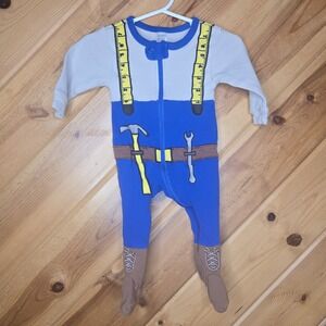 Sozo Baby Full Zip Sleeper "Mr Fix It" Embroidered Tools Footed 3-6 Months